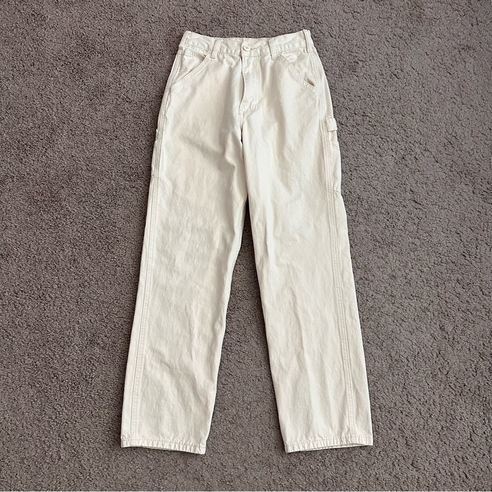 J. Galt Cream Wax Paper Color Cargo Carpenter Jeans Womens M